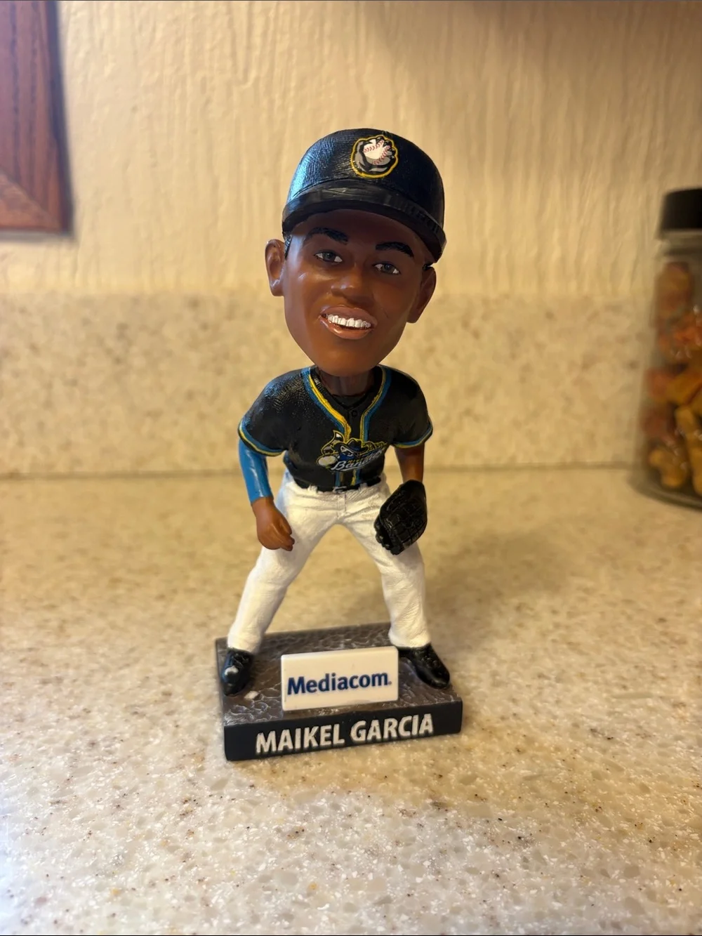 Black and White Baseball Bobblehead Collectible